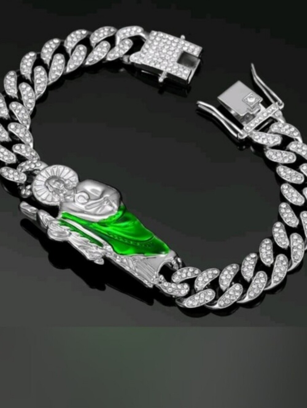 Silver Iced-out Miami Cuban link Saint Jude  bracelet. Brand New & Solid